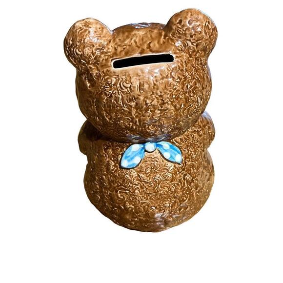 Vintage Otagiri Originals Ceramic Brown Teddy Bear Coin Bank.1983.made in japan - Picture 2 of 5